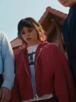 Death of a Unicorn 2025 Jenna Ortega Red Hooded Jacket