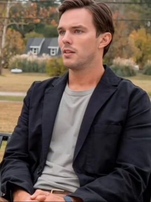 Justin Kemp Movie Juror #2 2024 Nicholas Hoult Blazer - Black